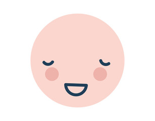 Pink happy shy round Love Emoji Icon. Object Symbol flat Vector Art. Cartoon element for web design, poster, greeting card, valentines Day, wedding