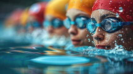 School swimming tournament dedicated to teachers, solid color background, 4k, ultra hd - obrazy, fototapety, plakaty