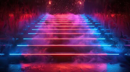 Starburst illuminated catwalk for nightwear, solid color background, 4k, ultra hd