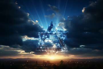Picture conceptual image made by generative AI with the Star of David