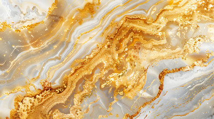 Luxury gold marble ink paper textures on white background. Chaotic abstract organic design.
