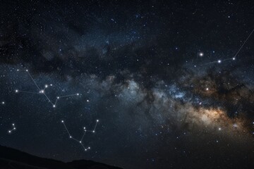 Twinkling Zodiac Constellations in a Clear Night Sky - obrazy, fototapety, plakaty