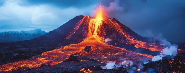 Fotobehang The anatomy of a volcano, natures fury explained © Jiraphiphat