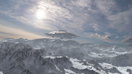 UFO flying above snowy mountains
Cinematic sic-fi concept, 4K,2024
