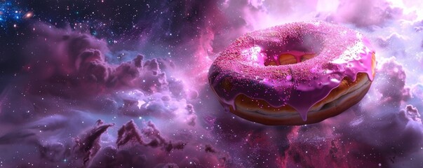 Surreal cosmic donut floating in space