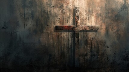 Abstract grunge cross with textured backdrop
