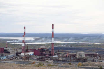 Nikel, a city in the Murmansk region on the border with Norway - 775228551