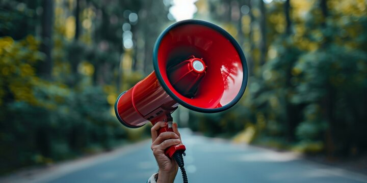 A megaphone in hand signals the moment of announcement, a bridge of communication opening