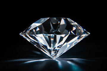 Diamond crystal illuminated by soft, diffused lighting against a dark background. Generative AI