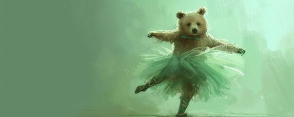 Illustration of a bear dancing in a tutu