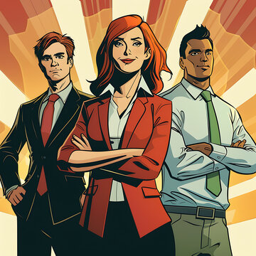 Work or Office Place Illustration in Comic Book Style Suitable for HR Handbook or Web