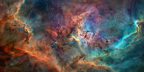 Colors of the cosmos a nebula swirls in space, a spectacle of celestial art - obrazy, fototapety, plakaty