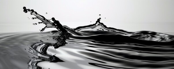 Black and white water splash - obrazy, fototapety, plakaty