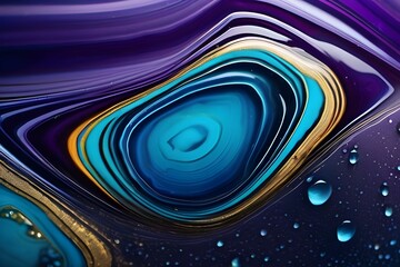 3D depiction of an abstract iridescent form.Abstract background with waves in blue and purple. Art fractal. generative AI


