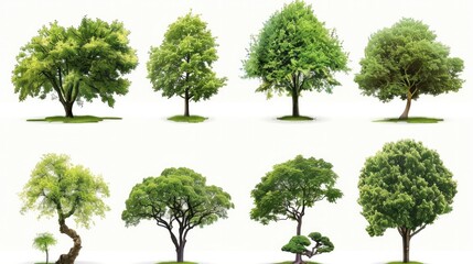 Tree set collection, isolated on white backgound Generative AI