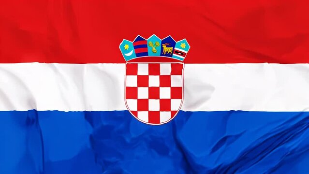The national Croatia waving flag in 3d background.