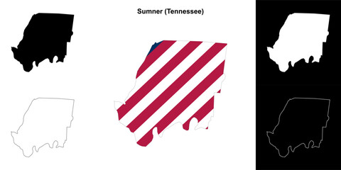 Sumner County (Tennessee) outline map set - obrazy, fototapety, plakaty