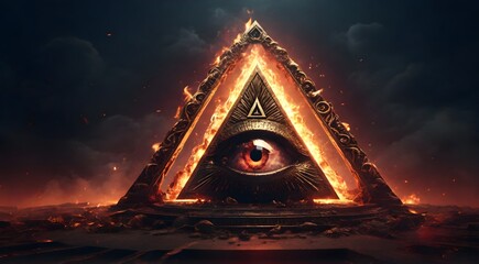 Illuminati eye - the burning eye of the illuminati - obrazy, fototapety, plakaty