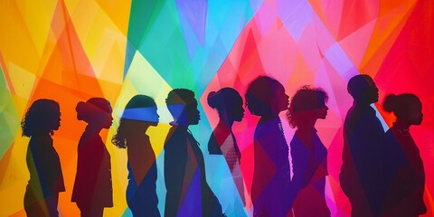 The communitys diversity captured in silhouettes against a kaleidoscope of colors