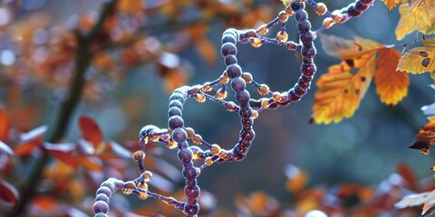 The double helix of DNA, a cornerstone of biology, unwinds in scientific exploration - obrazy, fototapety, plakaty