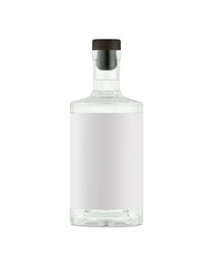 An image of a glass bottle with label isolated on a white background