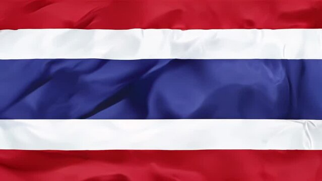 3D waving Thailand flag with on fabric silk background illustration.