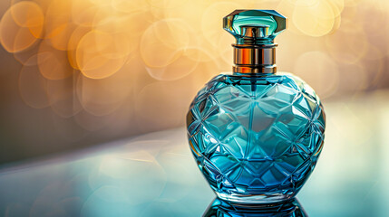 Luxury perfume bottles against a fresh aquatic background, evoking elegance, fashion, and the refreshing aroma of the sea