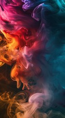 Colorful abstract smoke art on dark background - obrazy, fototapety, plakaty