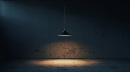 Suspended lamp illuminating a dark room