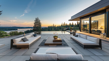 Beautiful dramatic patio with a stunning view.