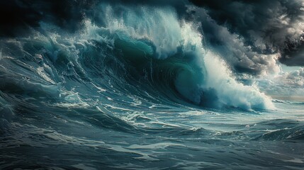 Majestic Wave in the Ocean - obrazy, fototapety, plakaty