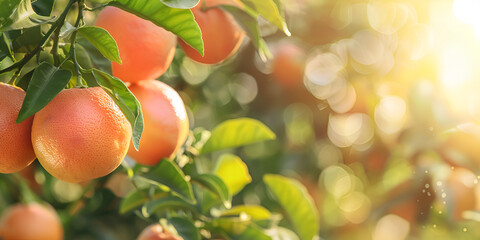 Fresh organic fruit on a tree a symbol of healthy eating  - obrazy, fototapety, plakaty