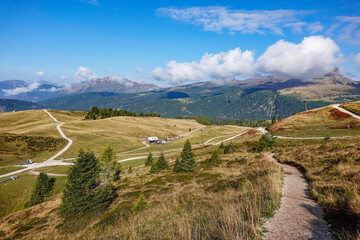 Summer view of the famous Pale di San Martino  landscape, near San Martino di Castrozza, Italian Dolomites, Europe                         - 775236985