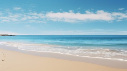 Tranquil beach in nature with clear blue sky above