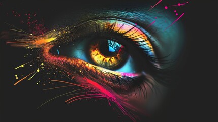 Colorful digital art of a human eye
