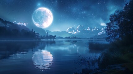 beauty of a moonlit landscape