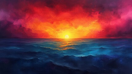 Fototapeta na wymiar Vibrant sunset over the ocean