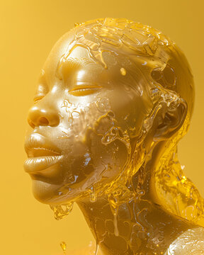 ethereal honey glass statue of Ethiopian model