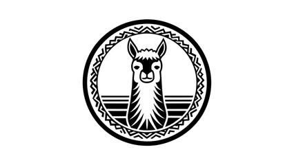 a-llama-icon-in-ciecle-logo vector illustration