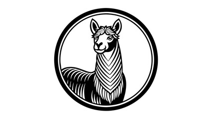 a-llama-icon-in-ciecle-logo vector illustration