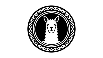 a-llama-icon-in-ciecle-logo vector illustration
