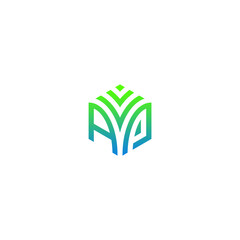 Fototapeta premium Initial letter AP hexagon logo design, flourish, develop, natural, luxury, simple, finance logo, real estate.