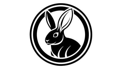  a-rabbit-icon-in-circle-logo white background vector illustration