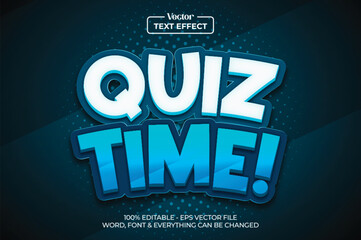 Quiz Time 3d Editable Text Effect Cartoon Style Premium Vector