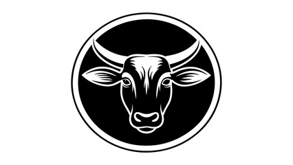  a-zebu-icon-in-circle-logo white background vector illustration