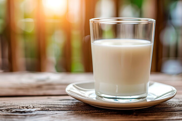 clean glass of milk on the table 