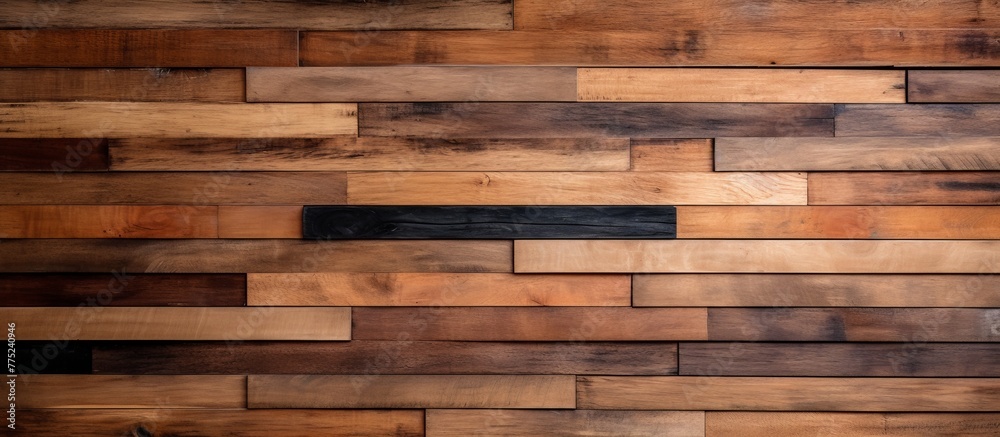 Sticker Wooden wall in close proximity displaying a prominent black metal bar across its surface