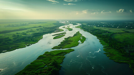 beauty of a river delta where freshwater meets the sea
