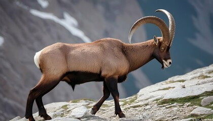 An Ibex With Its Hooves Adapted For Mountainous Te - obrazy, fototapety, plakaty