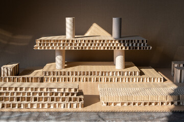 Cardboard packing material. corrugated paper sheets made from cellulose. Basic architectural...